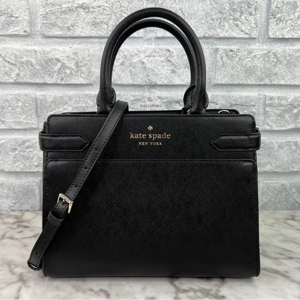Kate Spade Staci Medium Satchel Crossbody In Black - Picture 1 of 9